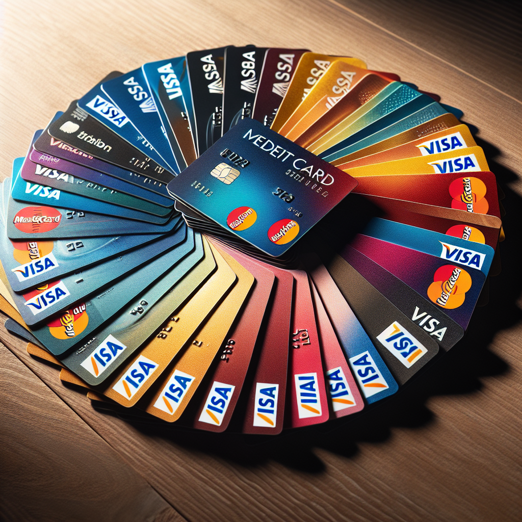 Visa and Mastercard credit cards spreading out like a fan