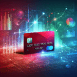 A modern and sleek image of a red credit card with abstract financial graphs in the background.